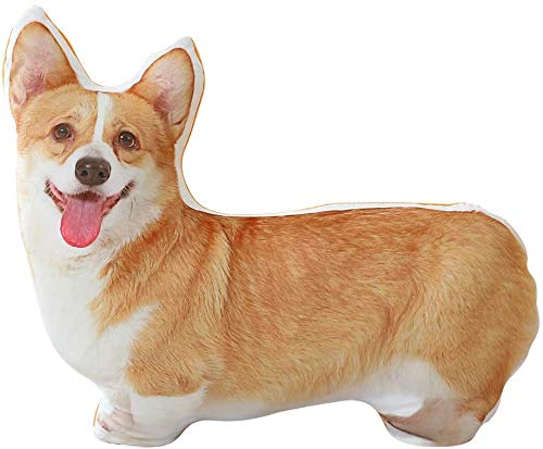 MISS TUTU Corgi Dog Plush Throw Pillow – Ultra-Soft, Realistic Corgi Cushion