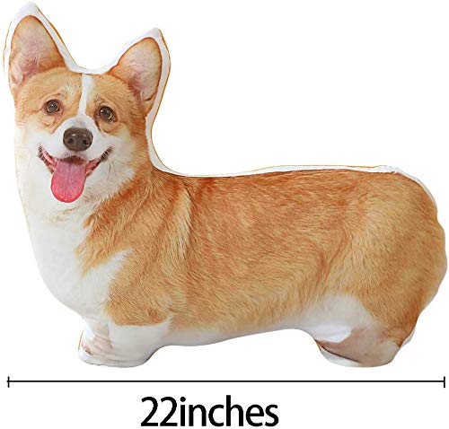 MISS TUTU Corgi Dog Plush Throw Pillow – Ultra-Soft, Realistic Corgi Cushion
