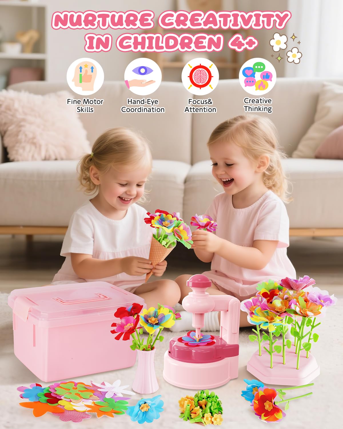MISSOLO DIY-Crafts for Kids: Creative Flower Bouquet Kit with Storage Box for Ages 4-13