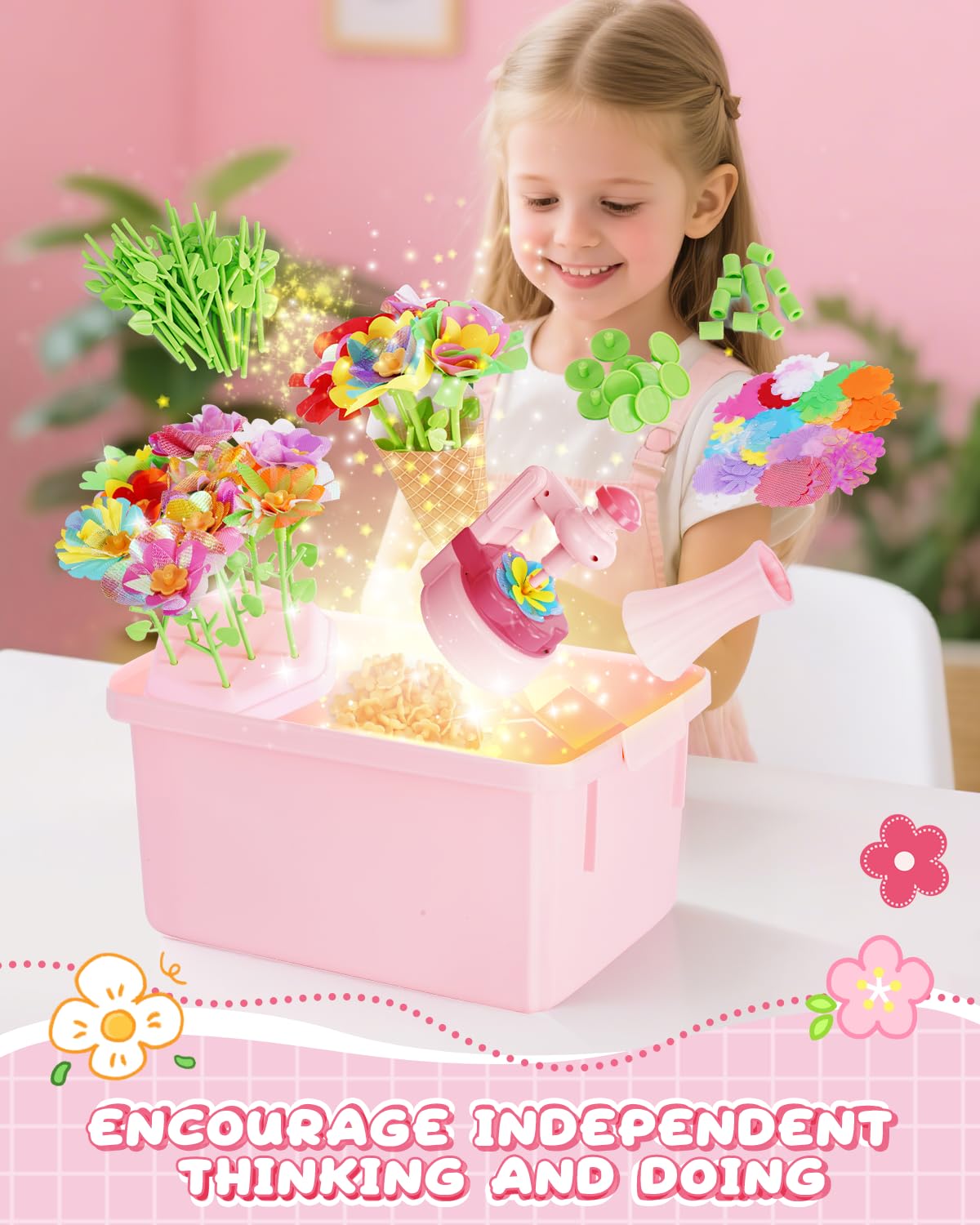 MISSOLO DIY-Crafts for Kids: Creative Flower Bouquet Kit with Storage Box for Ages 4-13