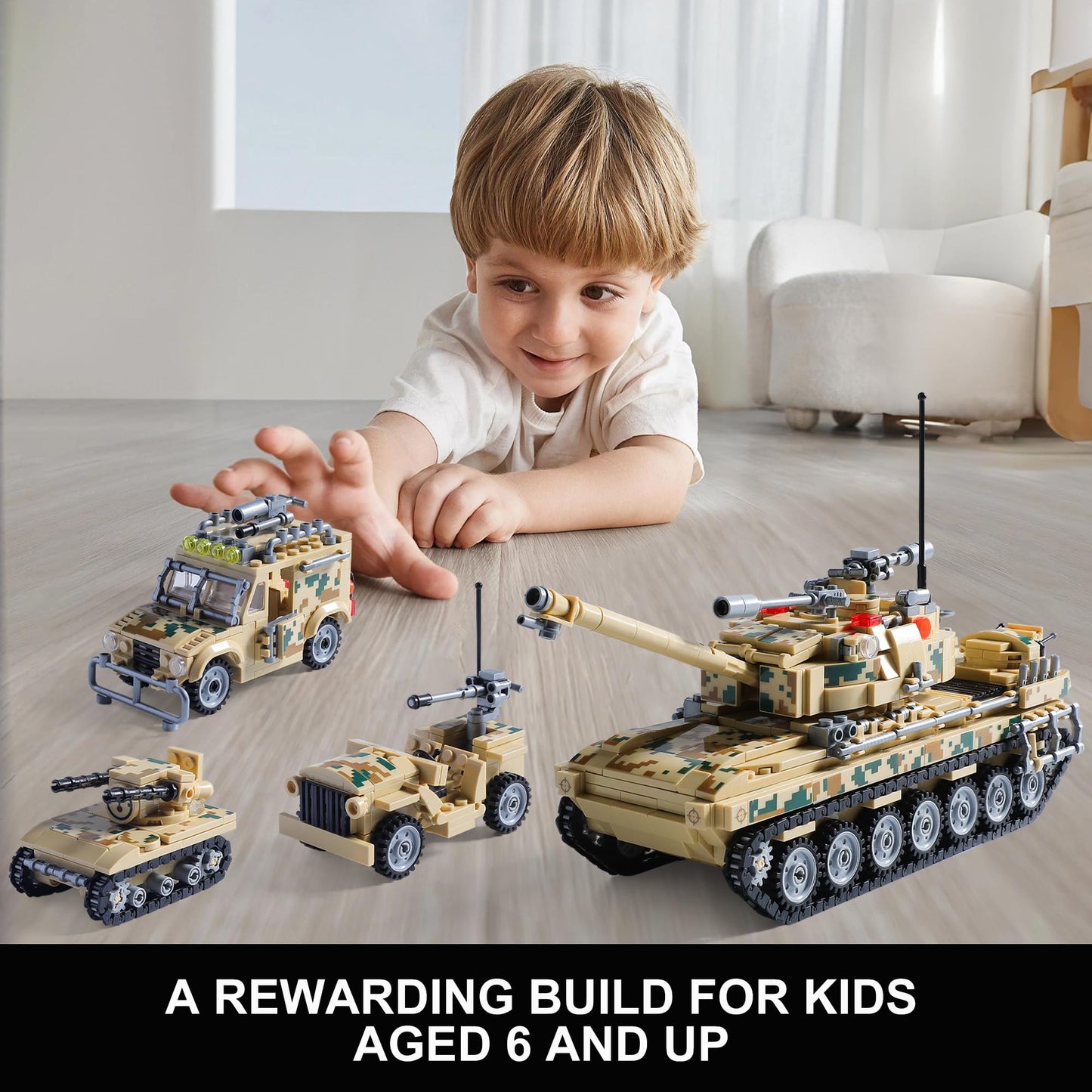 MISTBUY 1176-Piece Military Tank Building Blocks Set – 9-in-1 & 8 Vehicles