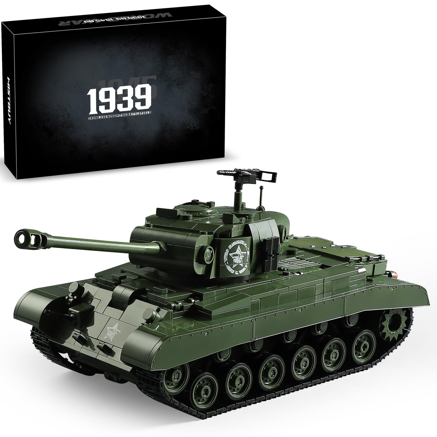 MISTBUY 1703-Piece WW2 Army Tank Building Kit for Adults — M26 Pershing, LEGO-Compatible
