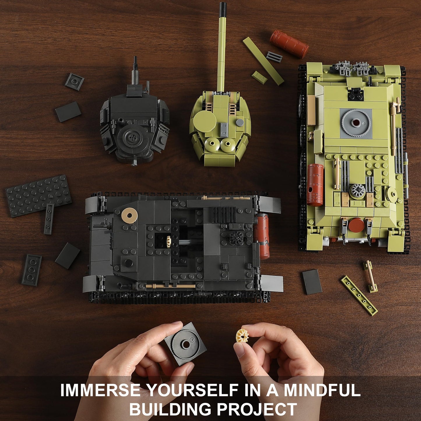 MISTBUY WW2 Army Tank Building Sets with Lights — Panzer IV & T-34, LEGO-Compatible