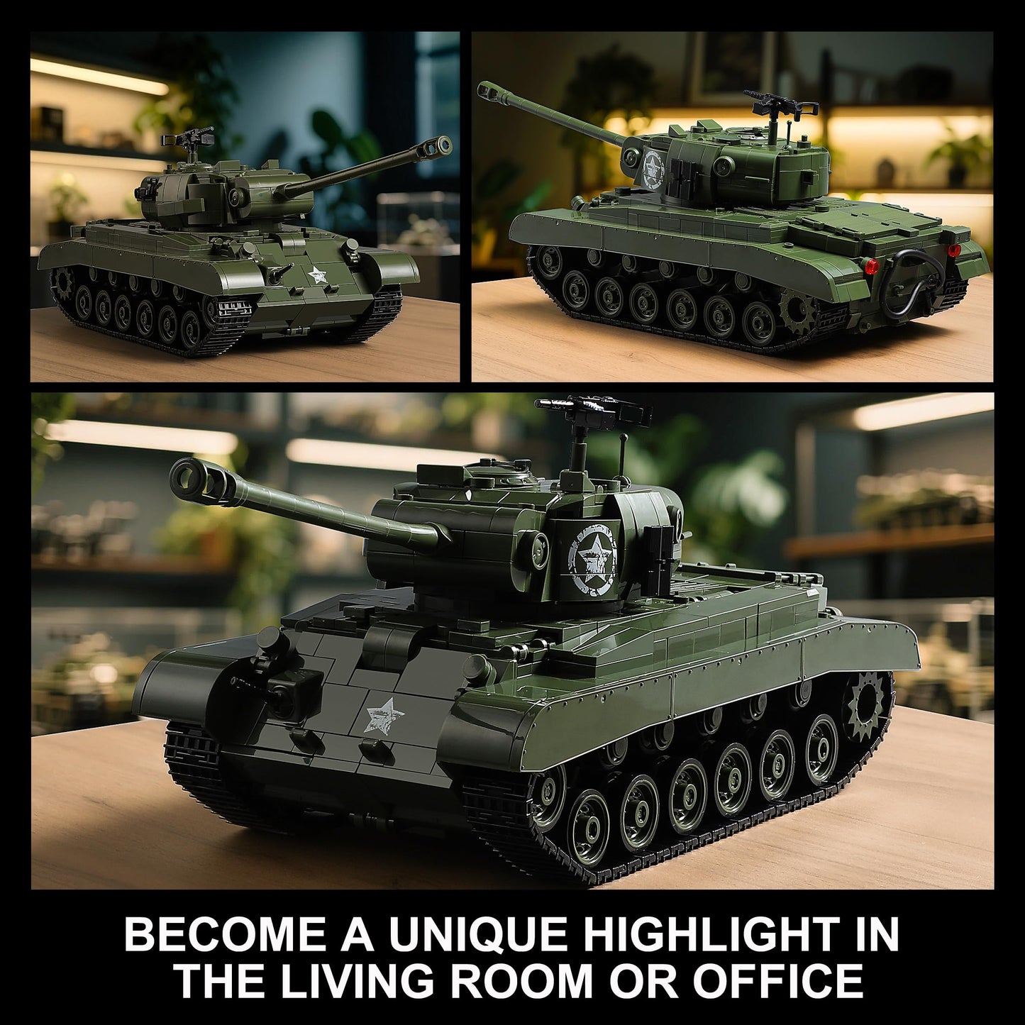MISTBUY 1703-Piece WW2 Army Tank Building Kit for Adults — M26 Pershing, LEGO-Compatible
