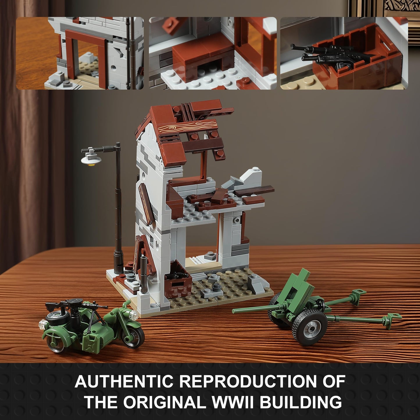 MISTBUY WW2 Army Tank Building Set – 1452 Pieces with Sherman & Stuart, Compatible with Major Brands