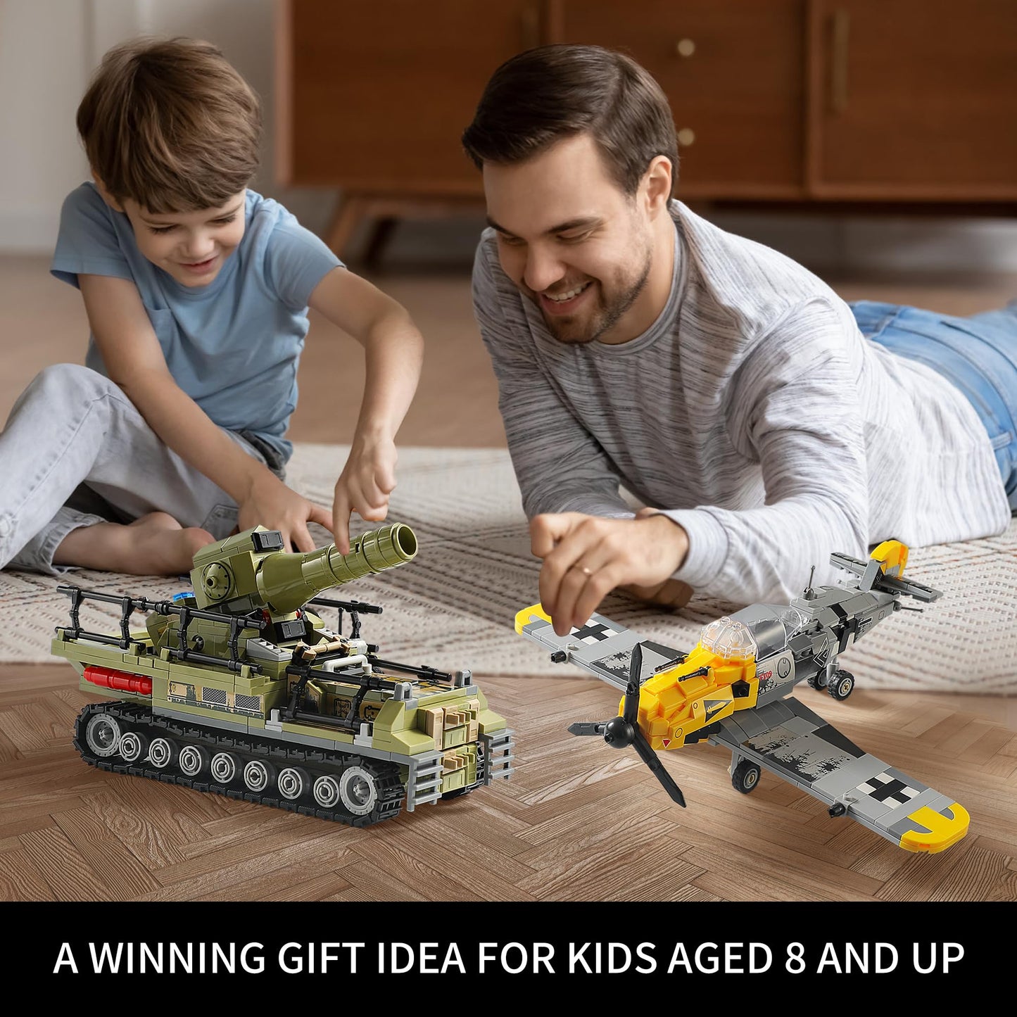 MISTBUY WW2 Military Toys: BF109 Fighter Jet & Karl Mortar Tank – LEGO-Compatible