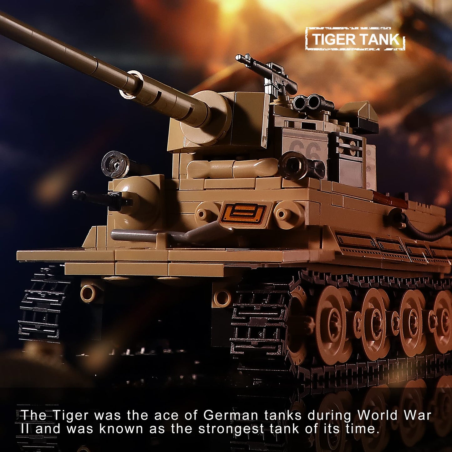 Mistbuy WW2 Tanks Building Kit – Tiger I & M4 Sherman, Lego-Compatible, 1184 Blocks (Ages 8-14)