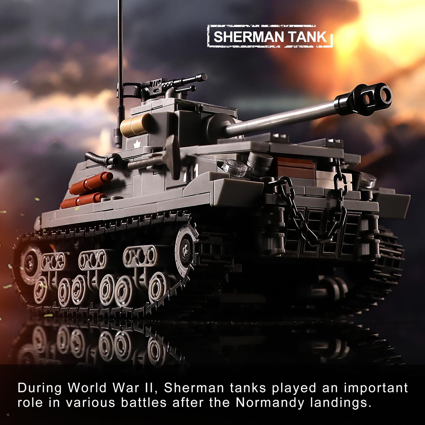 Mistbuy WW2 Tanks Building Kit – Tiger I & M4 Sherman, Lego-Compatible, 1184 Blocks (Ages 8-14)