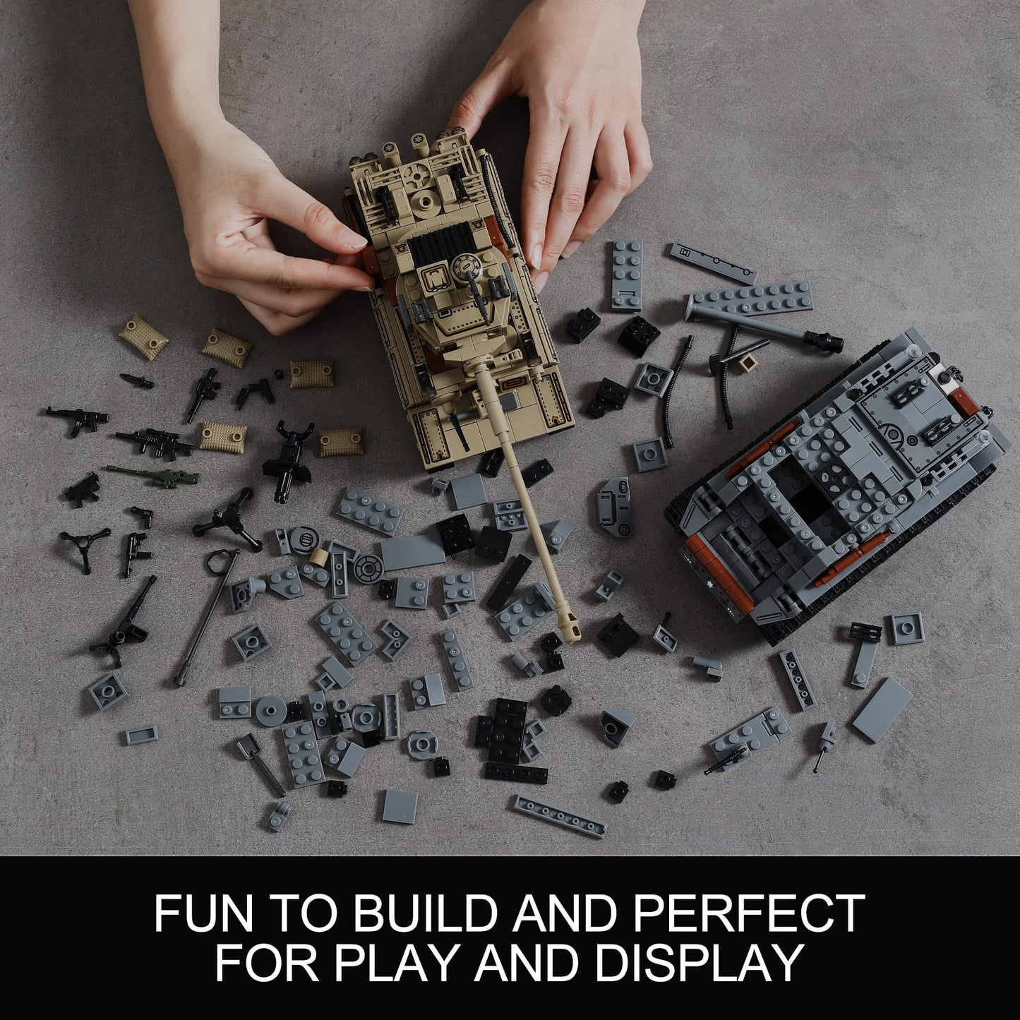 Mistbuy WW2 Tanks Building Kit – Tiger I & M4 Sherman, Lego-Compatible, 1184 Blocks (Ages 8-14)