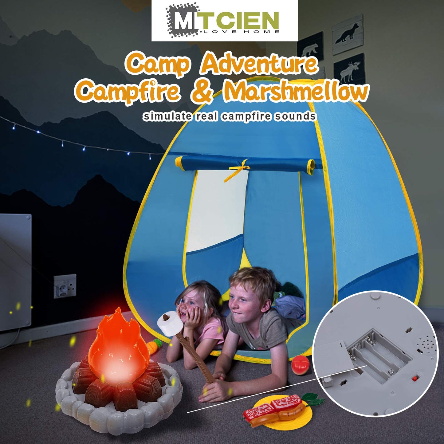 MITCIEN Kids Camping Play Tent with Toy Campfire – Indoor & Outdoor Pretend Play Set