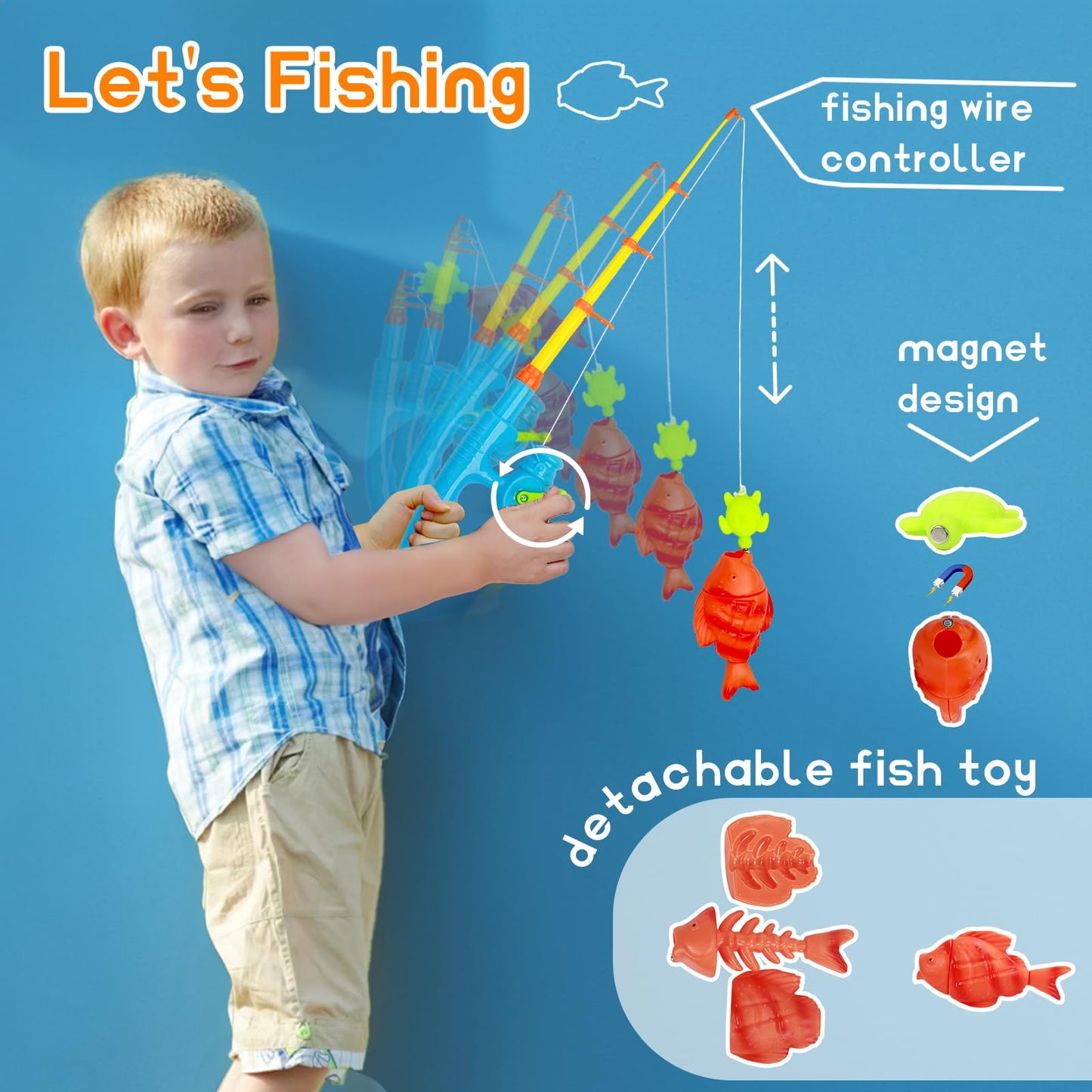 MITCIEN Kids Camping Toys Set – Pretend Campfire, Food Play & Magnetic Fishing Toy for Ages 3–6