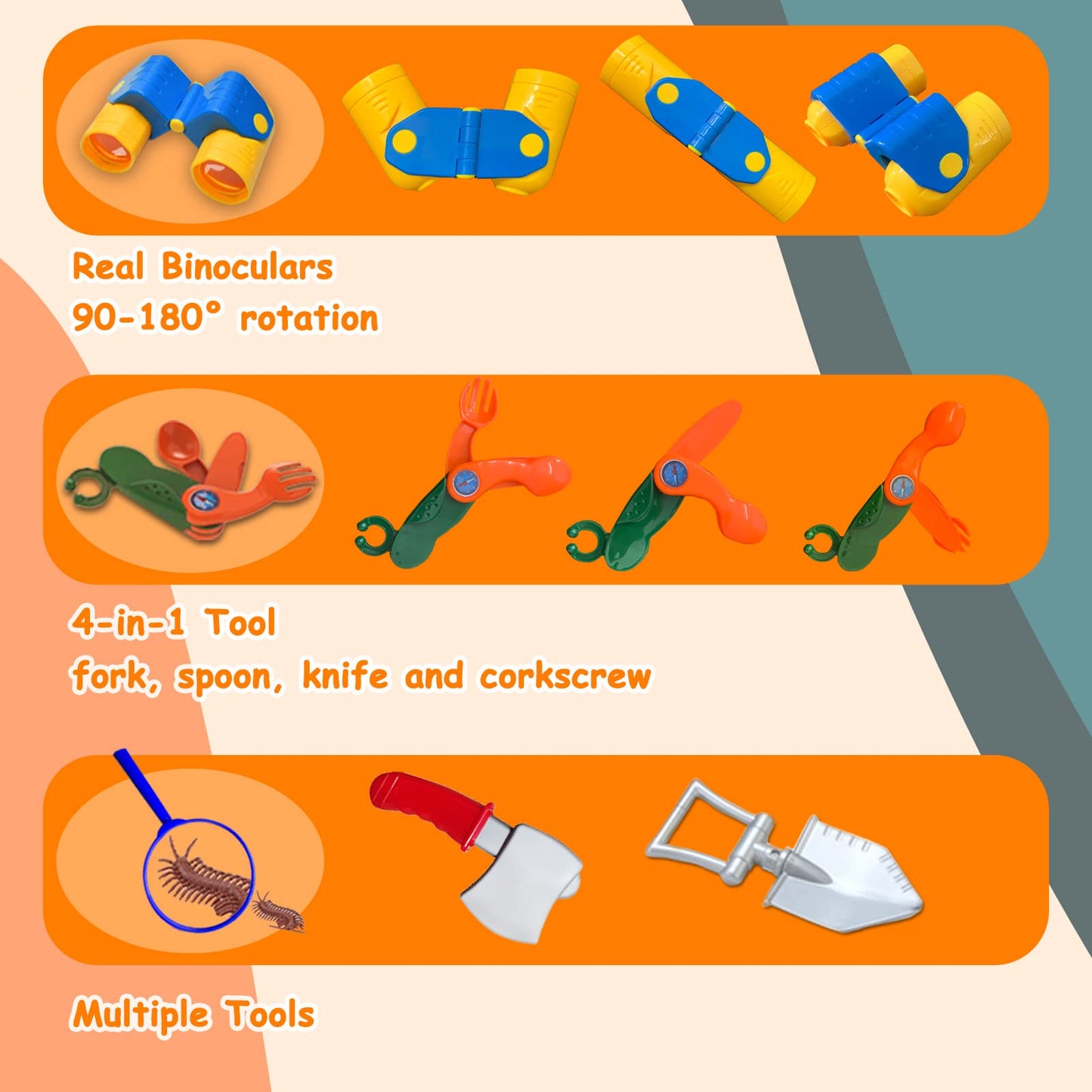 MITCIEN Kids Camping Set – Realistic Campfire, Play Tent, Binoculars