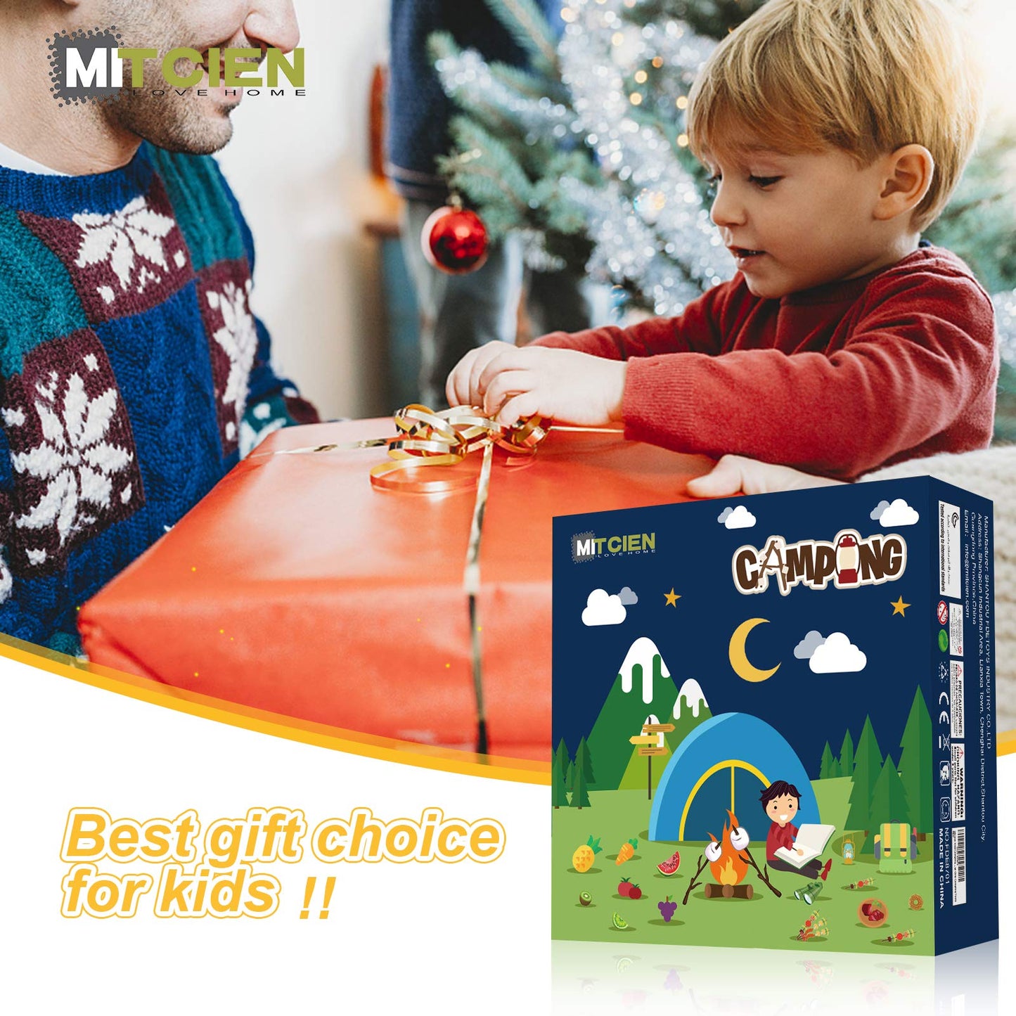 MITCIEN Kids Camping Play Tent with Toy Campfire – Indoor & Outdoor Pretend Play Set
