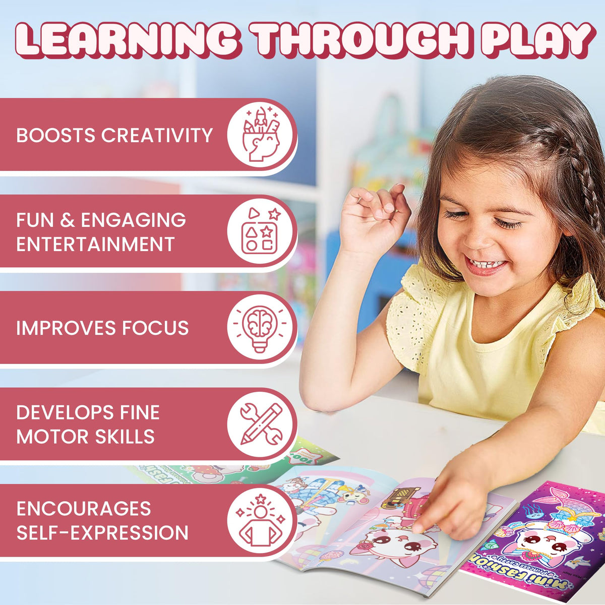 Mito Hapi Mini Fashion: Princess Catty Sticker Activity Book for Girls 3-10 | 100+ Dress-Up Stickers