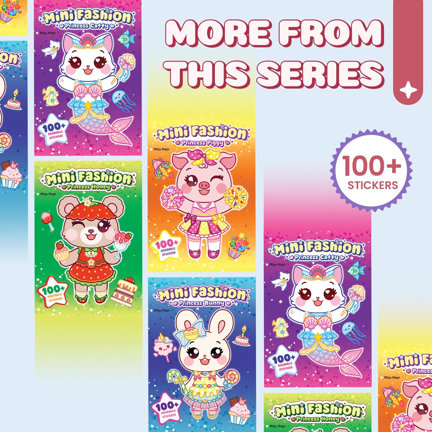 Mito Hapi Mini Fashion: Princess Catty Sticker Activity Book for Girls 3-10 | 100+ Dress-Up Stickers