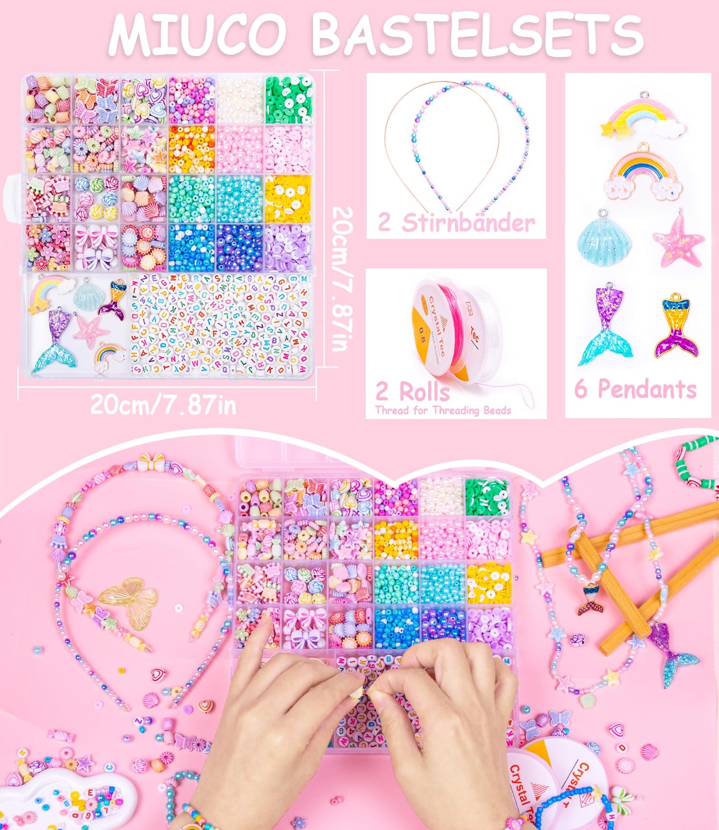 MiuCo Bracelet Making Kit for Kids & Girls | 260+ Beads, Charms & DIY Jewelry