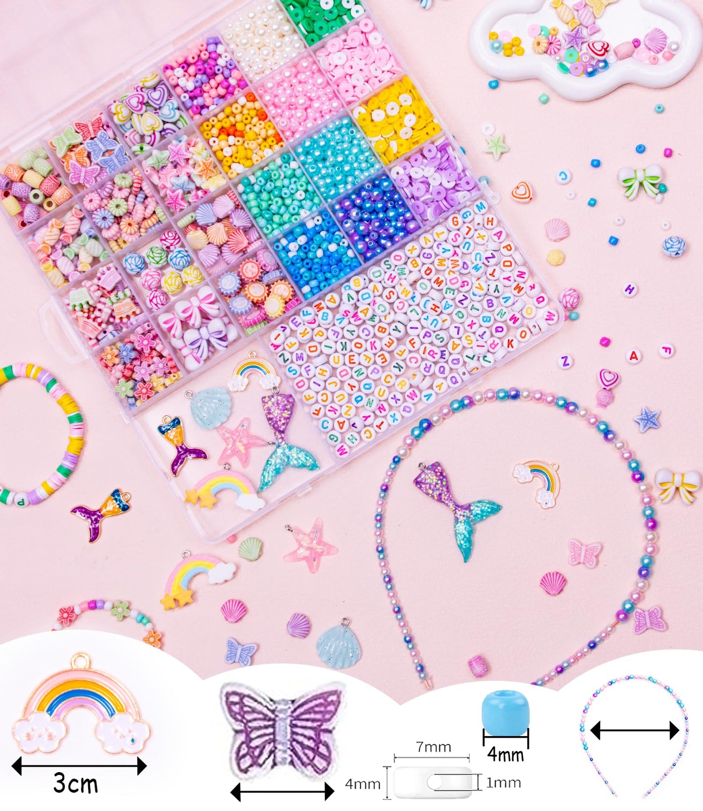 MiuCo Bracelet Making Kit for Kids & Girls | 260+ Beads, Charms & DIY Jewelry