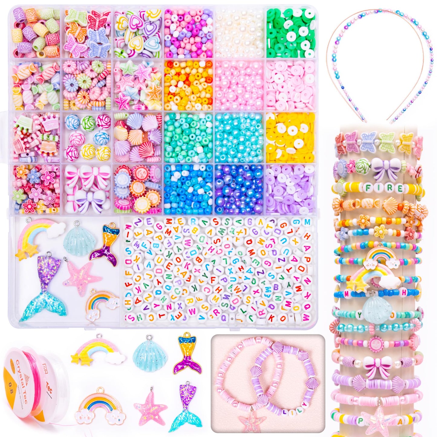 MiuCo Bracelet Making Kit for Kids & Girls | 260+ Beads, Charms & DIY Jewelry