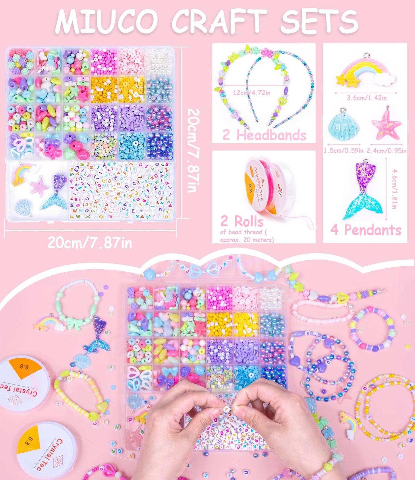 MiuCo Bracelet Making Kit for Girls – DIY Jewelry Craft Beads & Charms (Ages 5-12)
