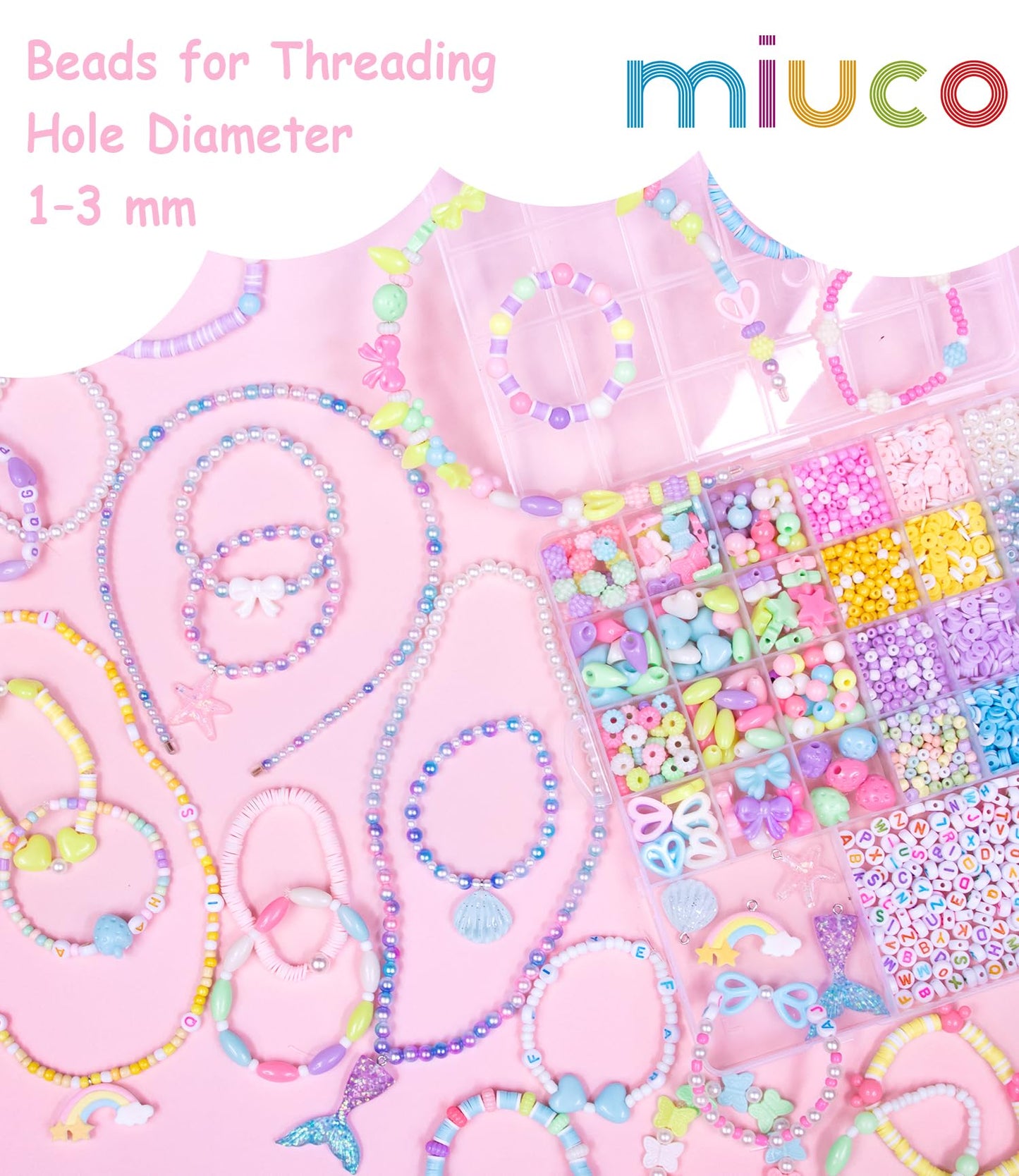 MiuCo Bracelet Making Kit for Girls – DIY Jewelry Craft Beads & Charms (Ages 5-12)