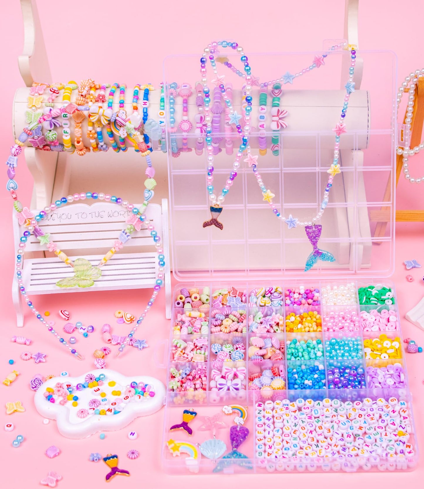 MiuCo Bracelet Making Kit for Kids & Girls | 260+ Beads, Charms & DIY Jewelry