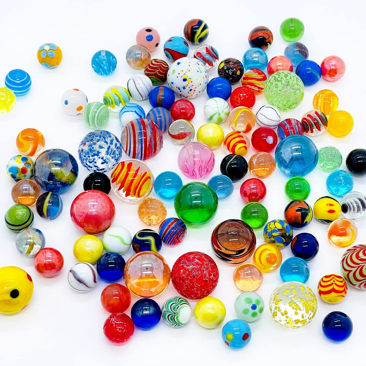 Miutrue 100 Assorted Glass Marbles Bulk – Glow in Dark, 16mm & 25mm for Kids Play & Crafts