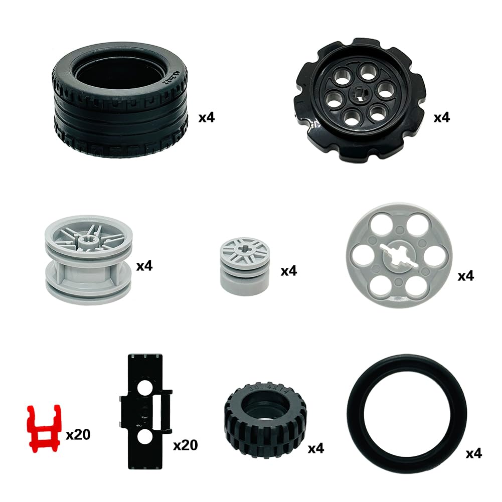Miutrue Technical Parts Kit — 68 Gears, Wheels & Chains for Building Blocks (6+) | Compatible with Major Brands