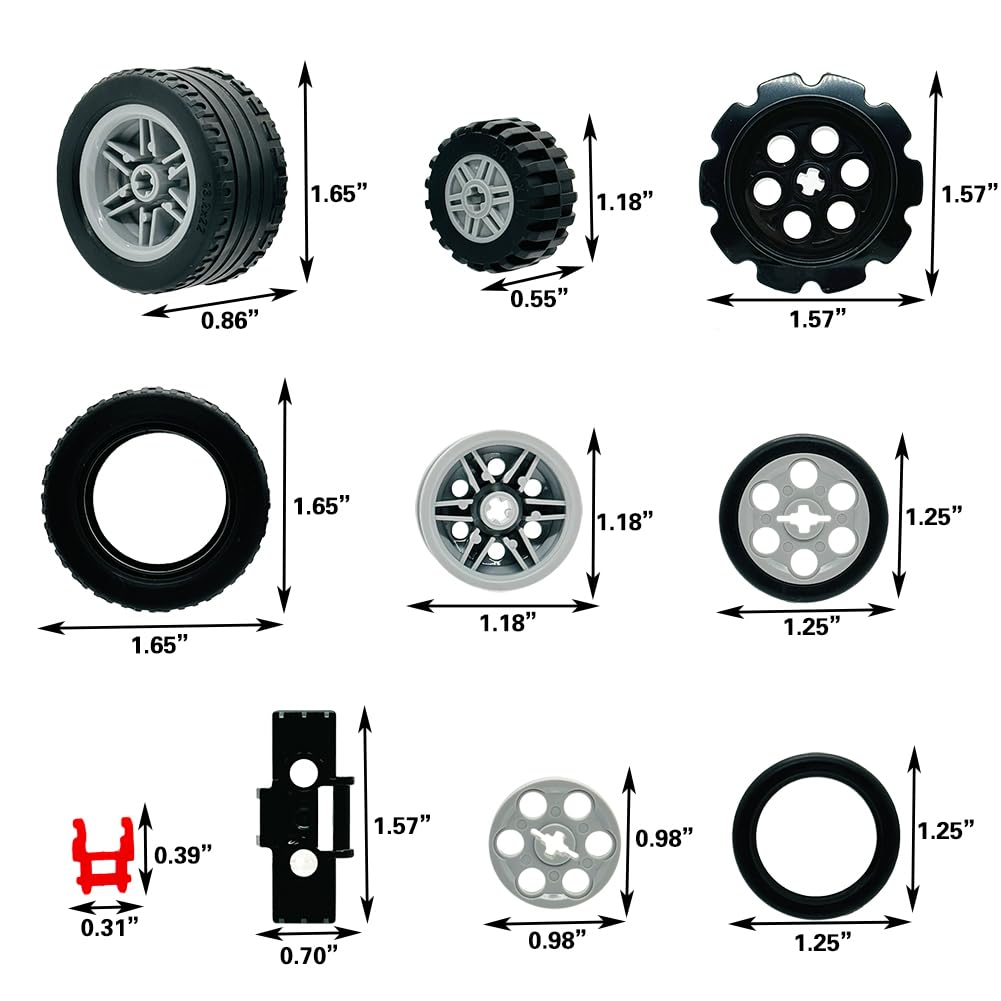 Miutrue Technical Parts Kit — 68 Gears, Wheels & Chains for Building Blocks (6+) | Compatible with Major Brands