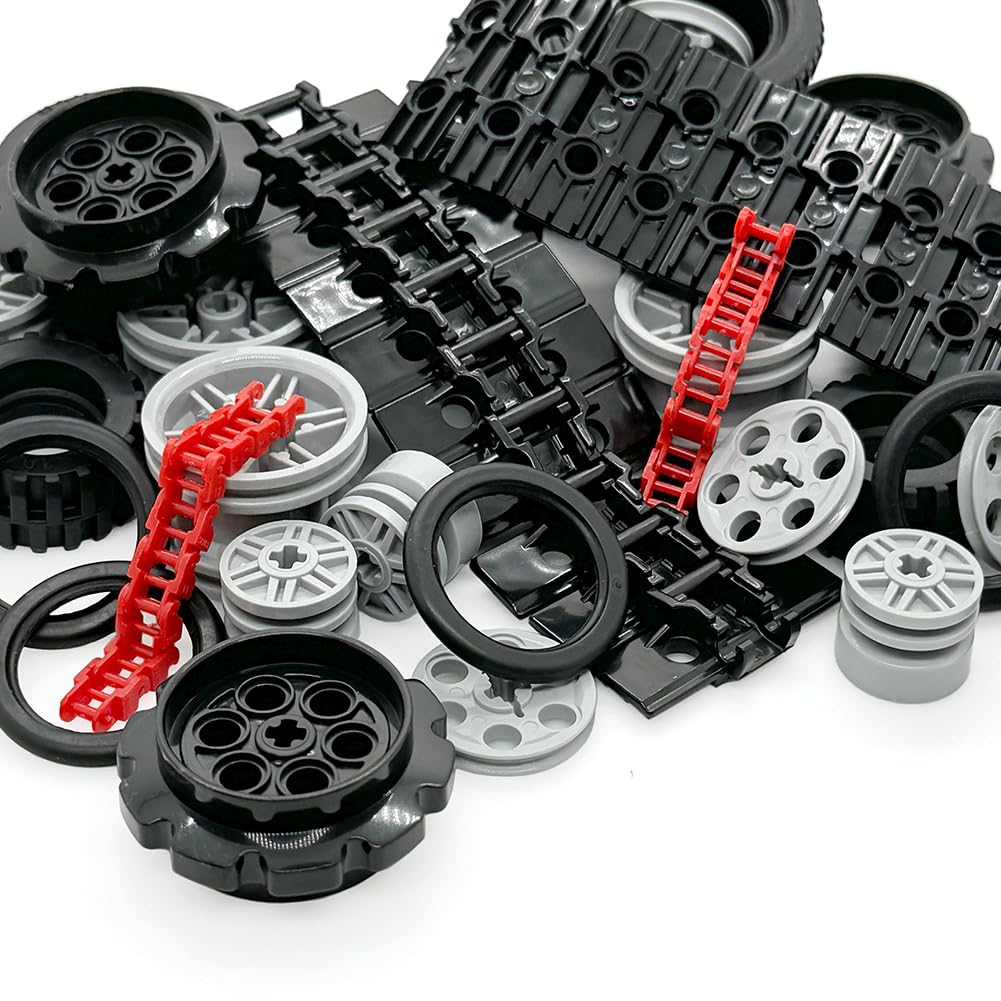 Miutrue Technical Parts Kit — 68 Gears, Wheels & Chains for Building Blocks (6+) | Compatible with Major Brands