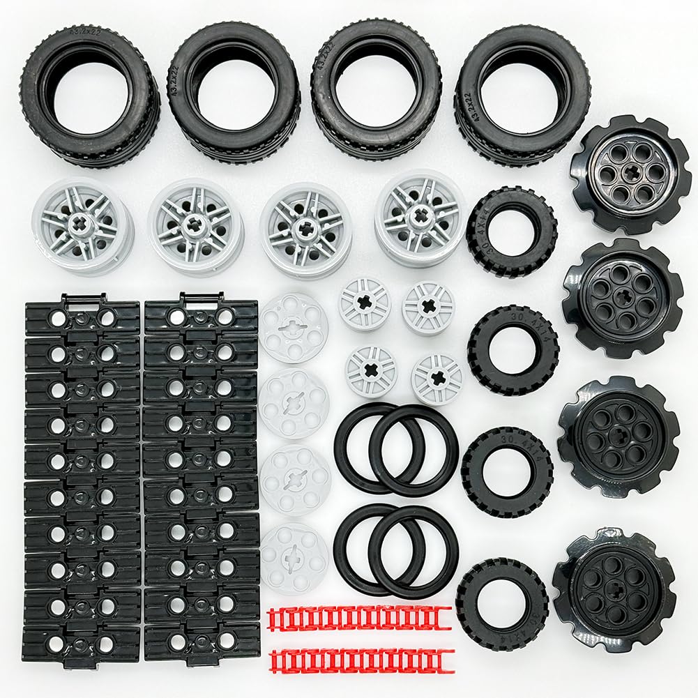 Miutrue Technical Parts Kit — 68 Gears, Wheels & Chains for Building Blocks (6+) | Compatible with Major Brands