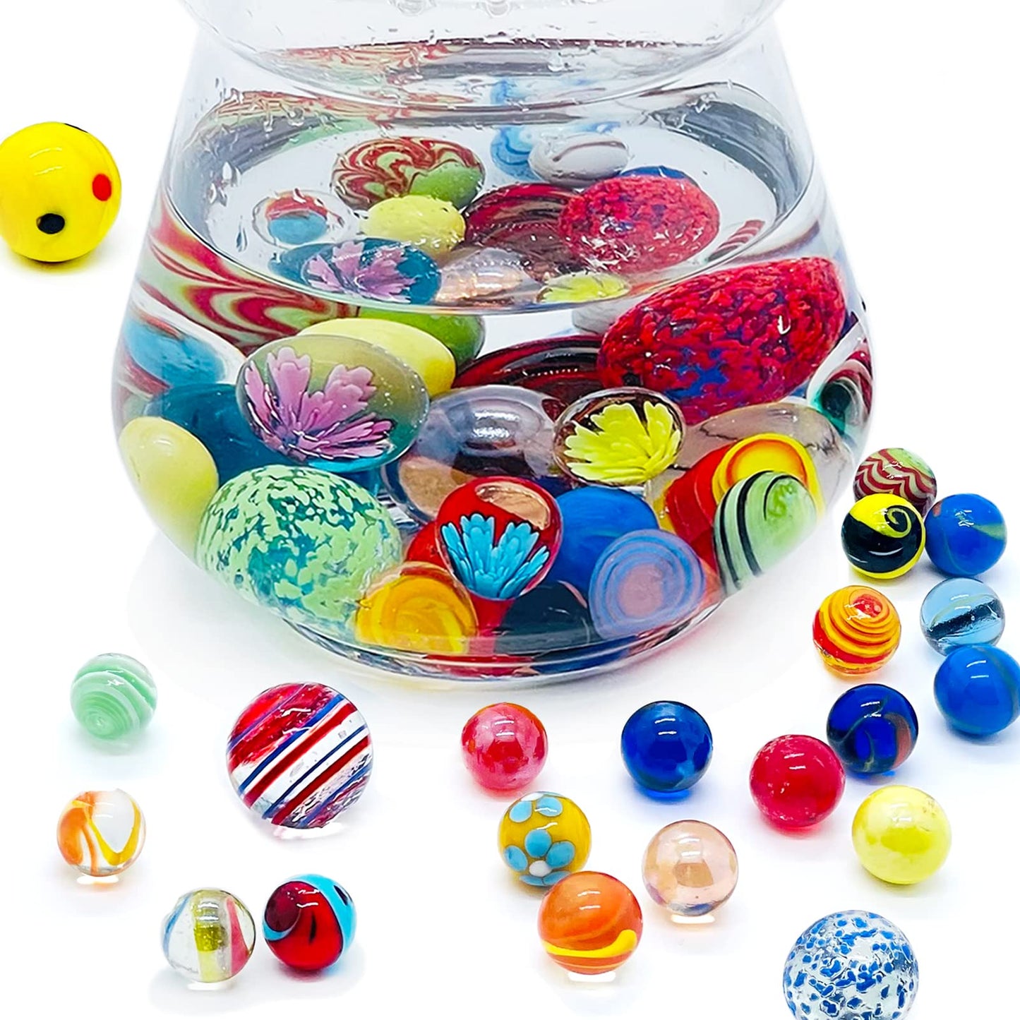 Miutrue 100 Assorted Glass Marbles Bulk – Glow in Dark, 16mm & 25mm for Kids Play & Crafts