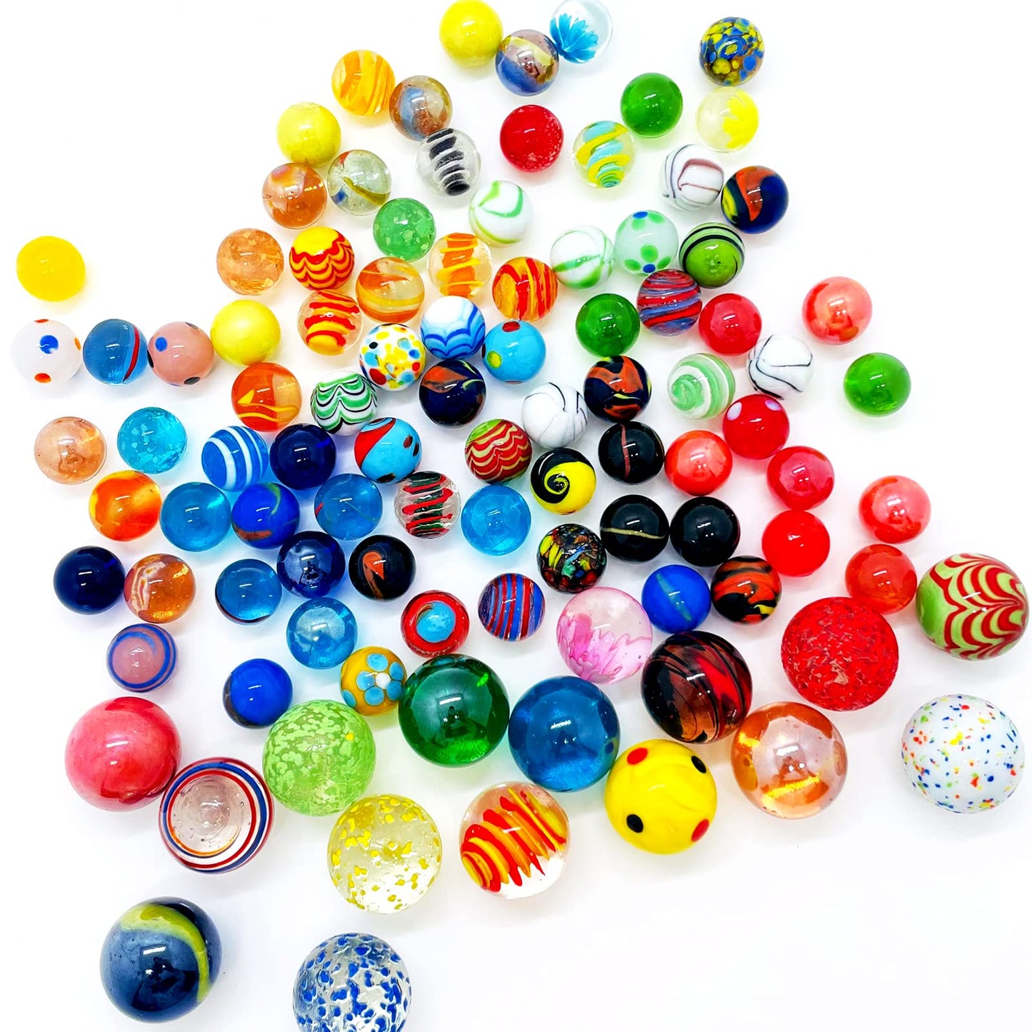 Miutrue 100 Assorted Glass Marbles Bulk – Glow in Dark, 16mm & 25mm for Kids Play & Crafts