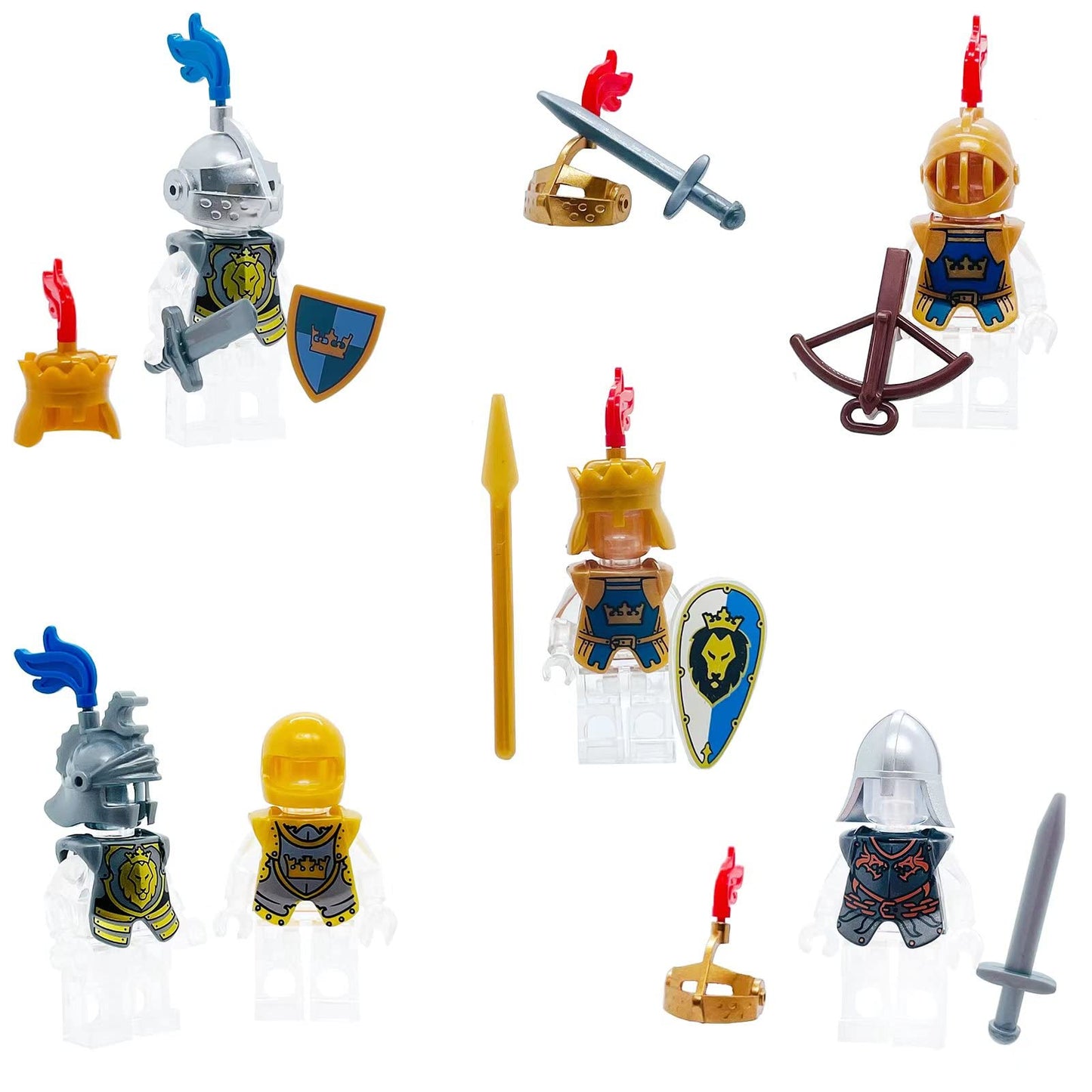 Miutrue Medieval Knight Weapons Pack – Buildable Armor, Shield, Helmet & Weapons for Mini Figures