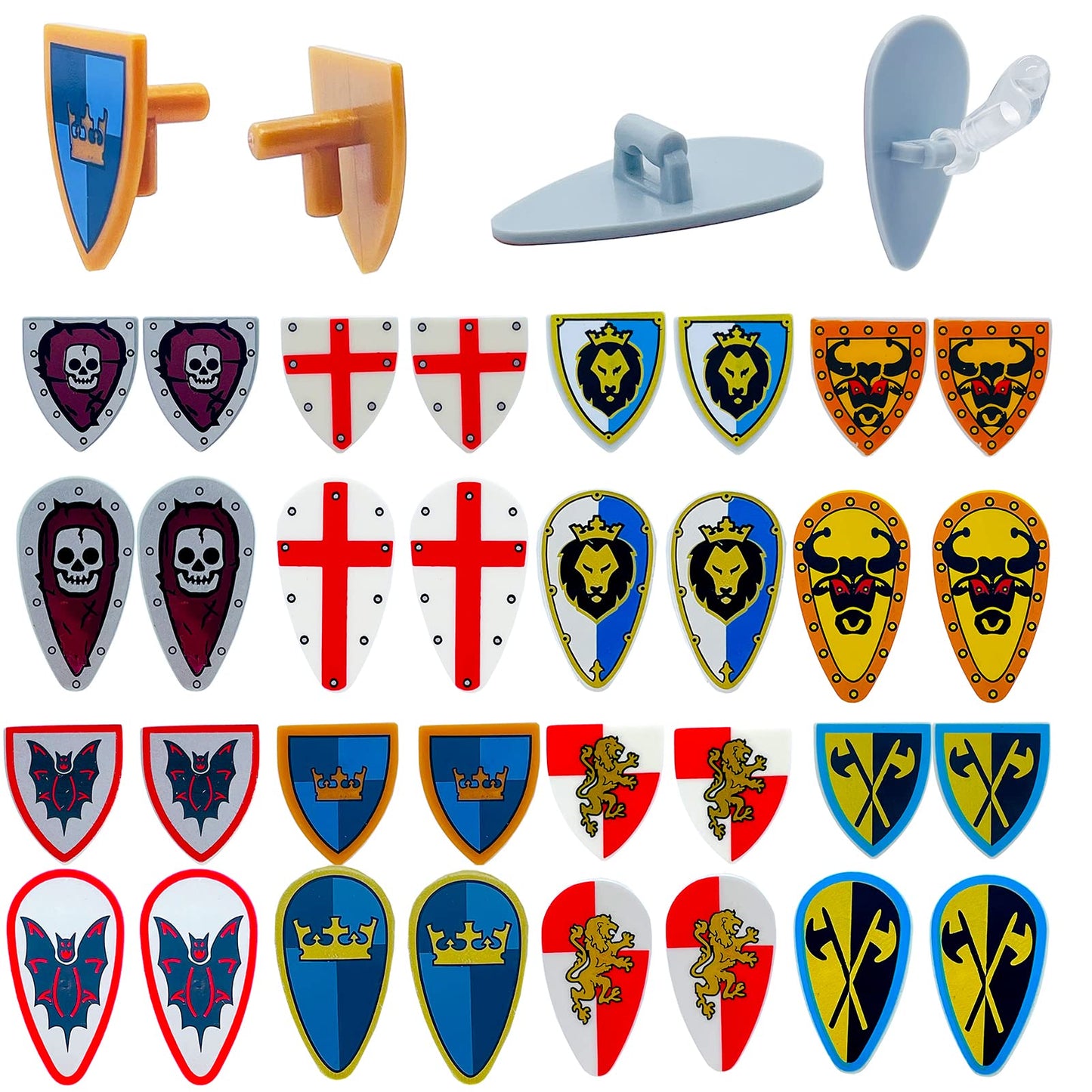 Miutrue Medieval Knight Weapons Pack – Buildable Armor, Shield, Helmet & Weapons for Mini Figures