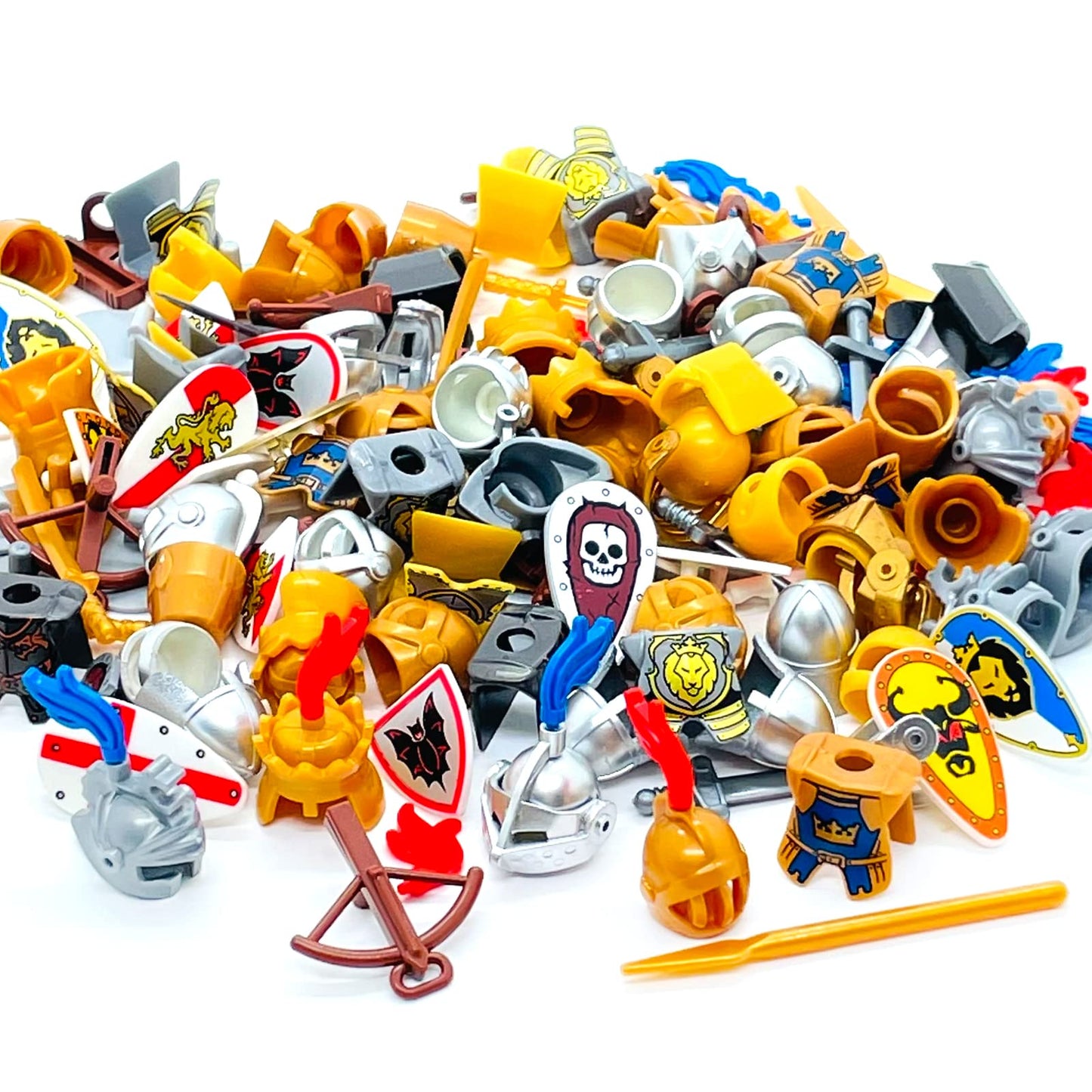 Miutrue Medieval Knight Weapons Pack – Buildable Armor, Shield, Helmet & Weapons for Mini Figures