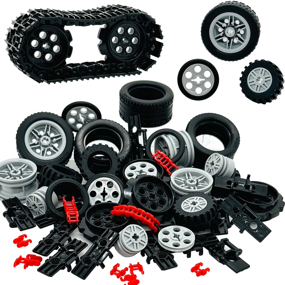 Miutrue Technical Parts Kit — 68 Gears, Wheels & Chains for Building Blocks (6+) | Compatible with Major Brands