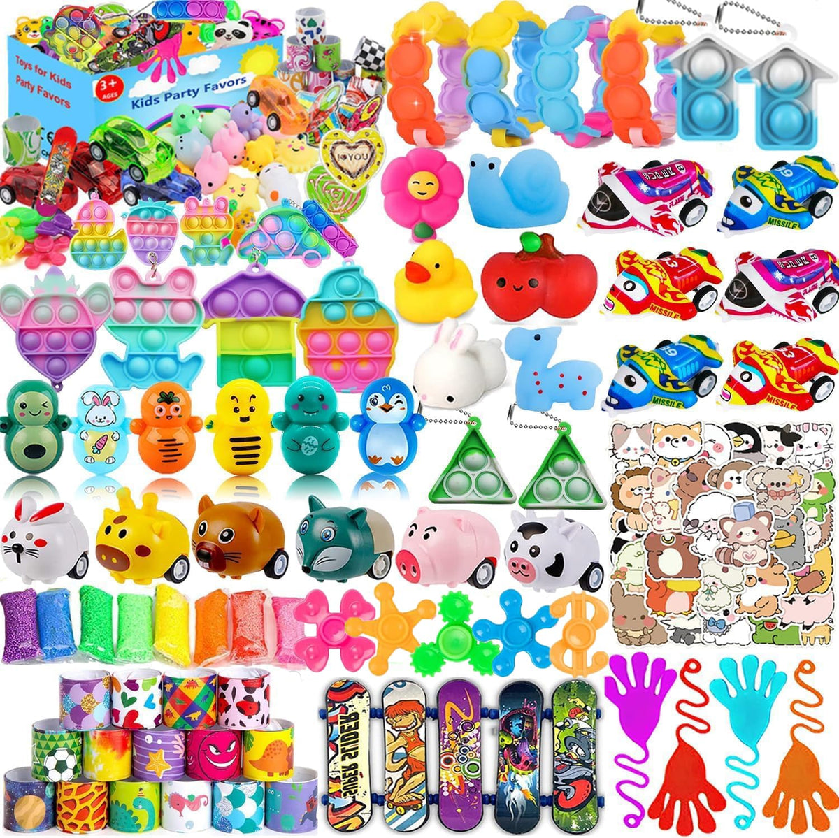 Mivanlin 124 Pcs Party Favors for Kids – Pop Fidget Toys, Goodie Bag Fillers, Prize Box Toys, Carnival Prizes