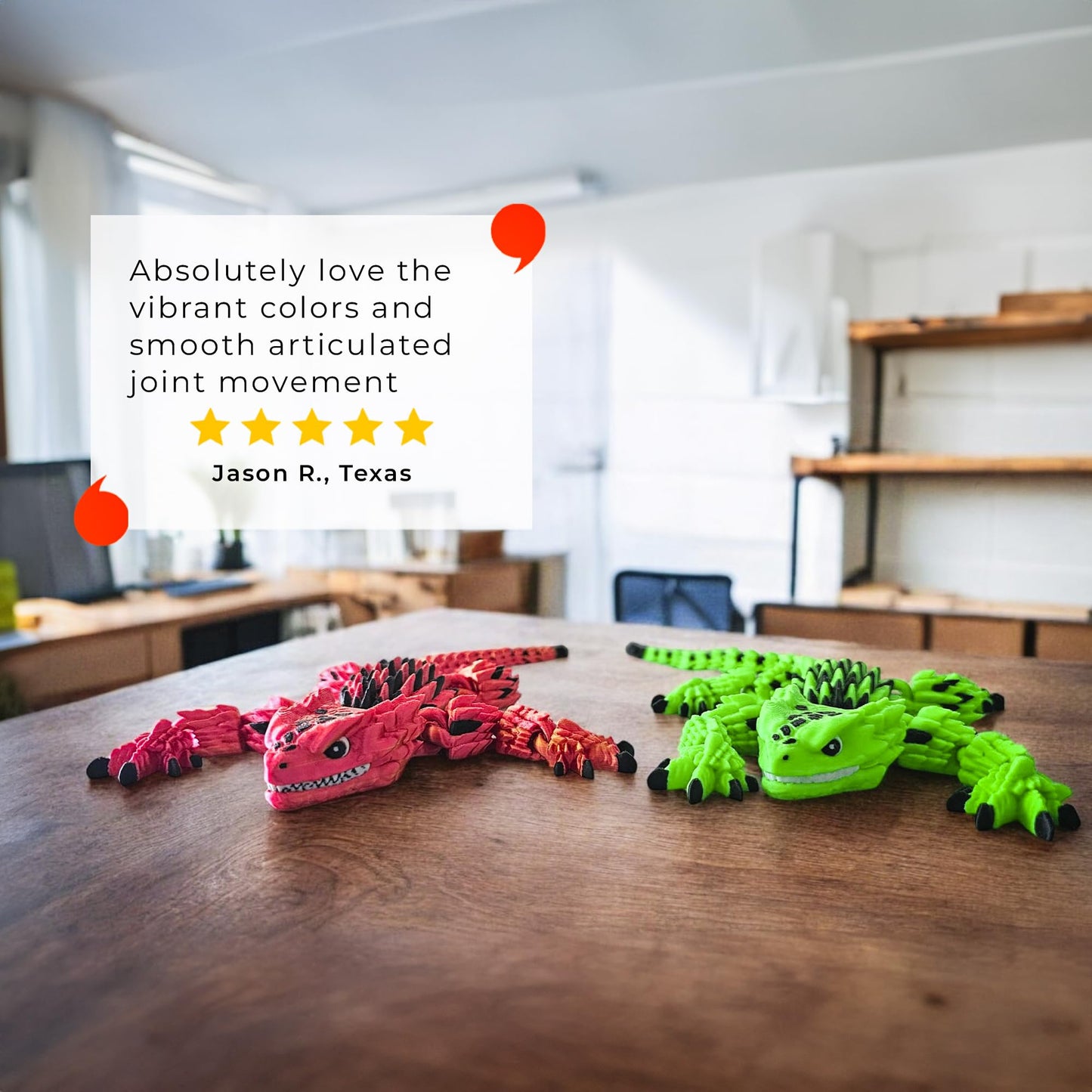 Mivi Collection: Stylish Articulated Armadillo Lizard — 3D-Printed Fidget Figurine (Red Ironflare)