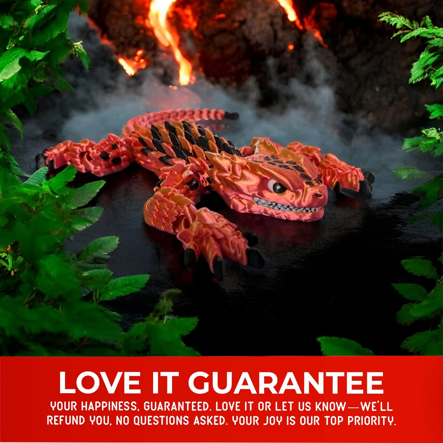 Mivi Collection: Stylish Articulated Armadillo Lizard — 3D-Printed Fidget Figurine (Red Ironflare)