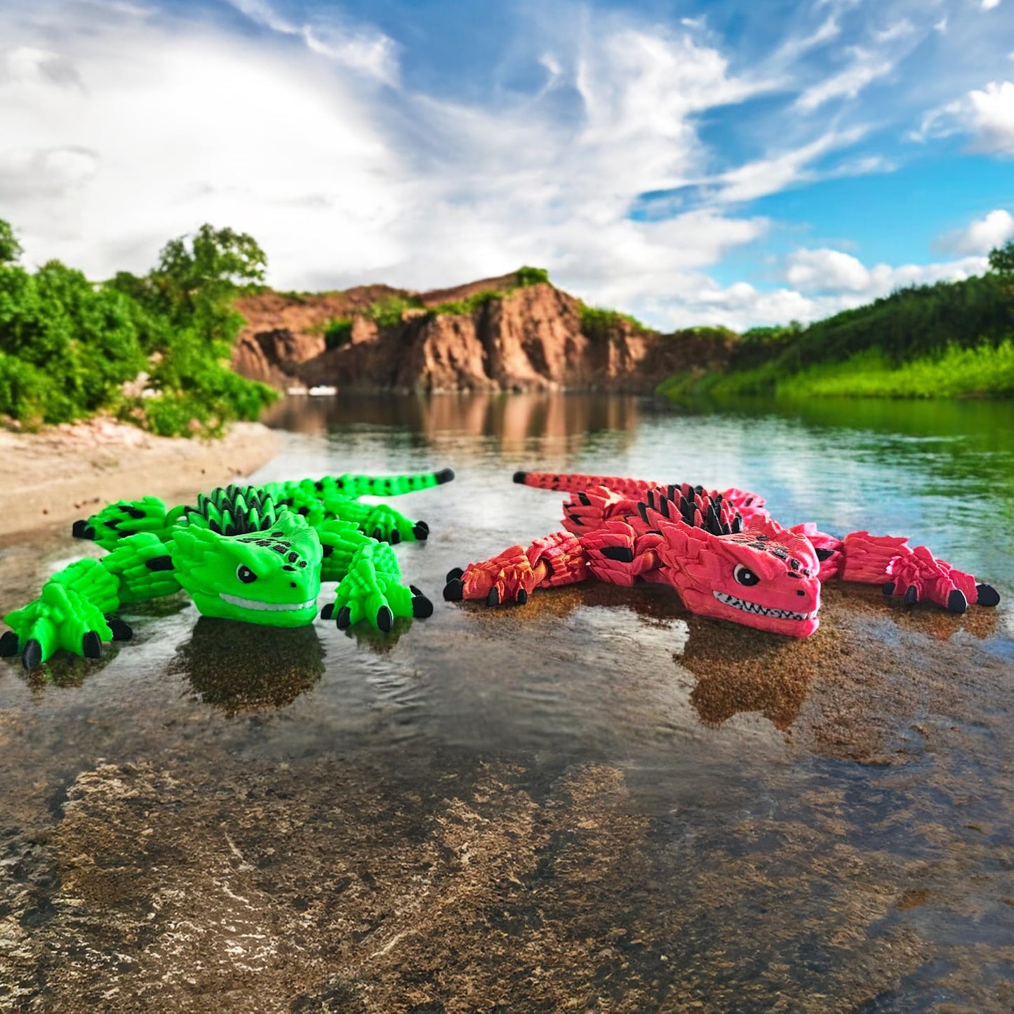 Mivi Collection: Stylish Articulated Armadillo Lizard — 3D-Printed Fidget Figurine (Red Ironflare)