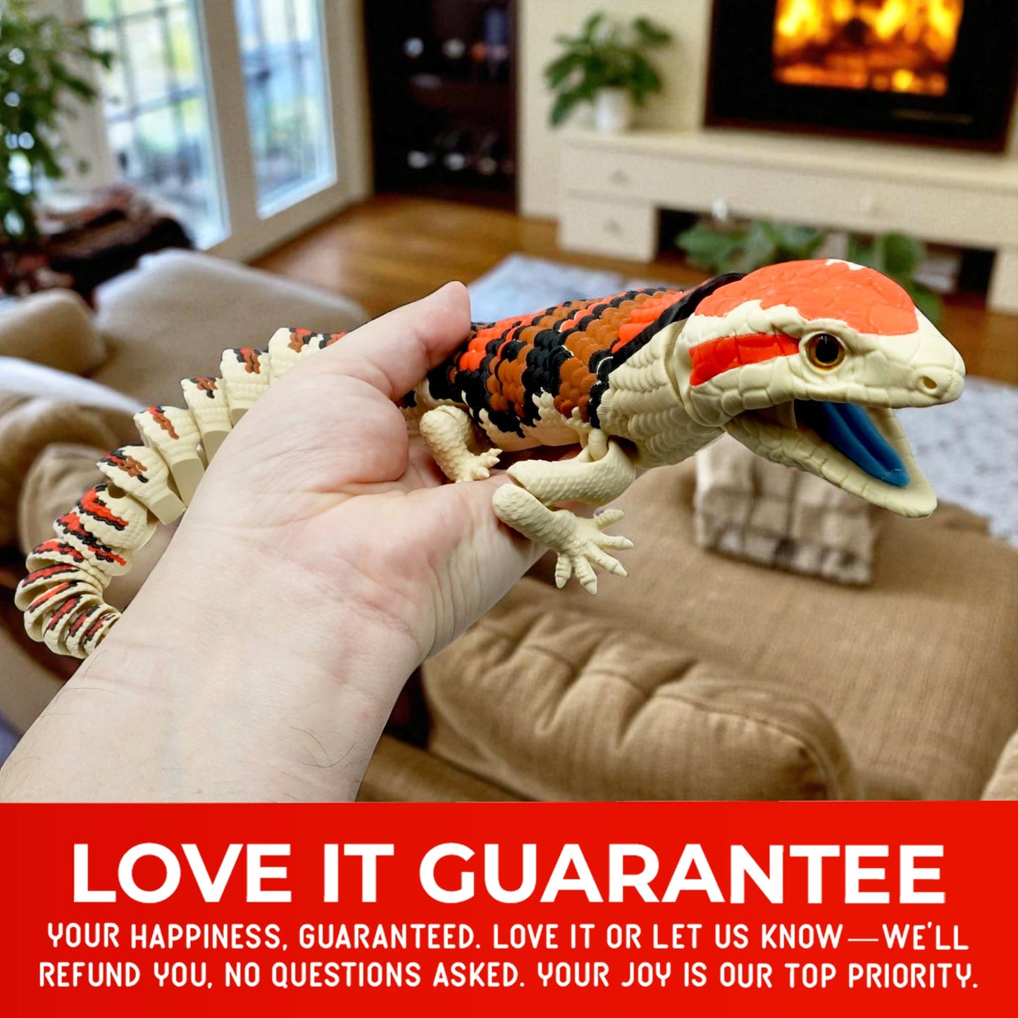 Mivi Collection Articulated Glow-in-the-Dark Skink Lizard – 3D Printed with UV Blue Tongue