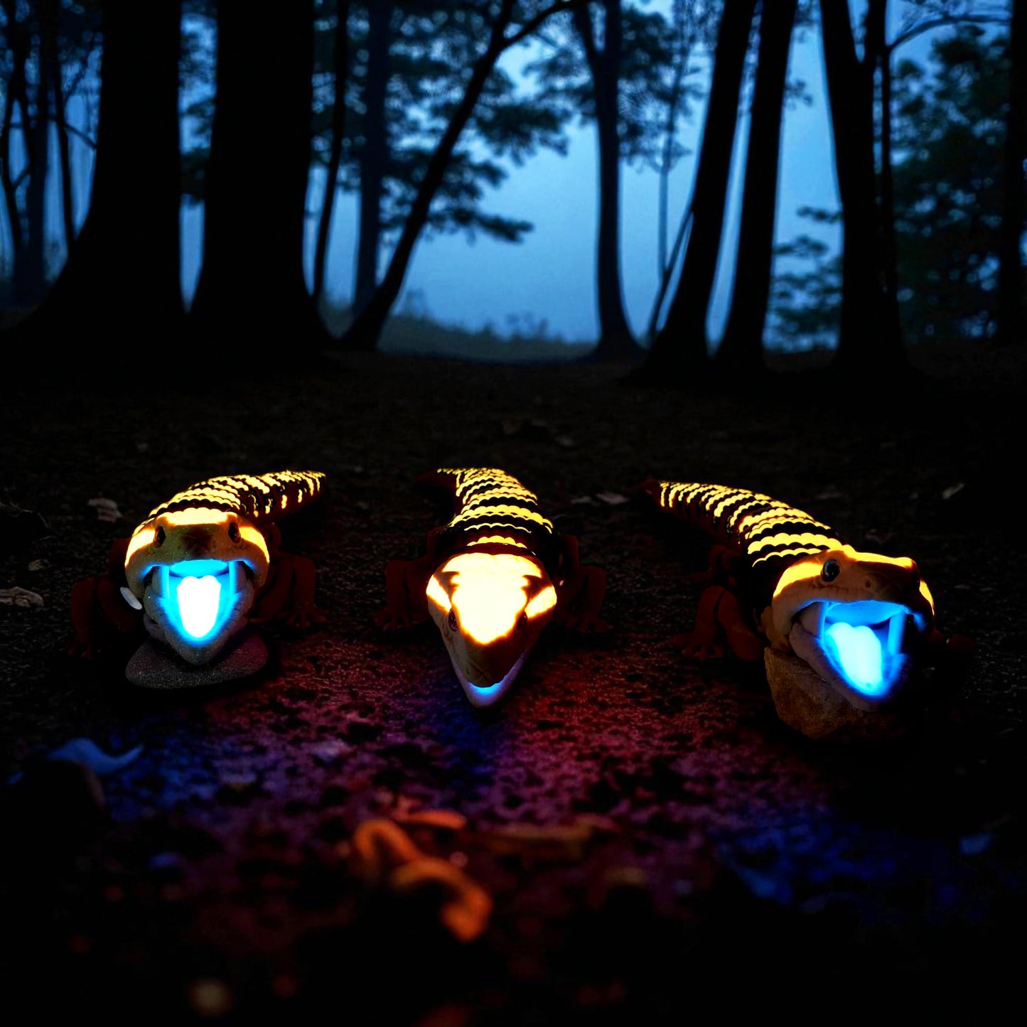 Mivi Collection Articulated Glow-in-the-Dark Skink Lizard – 3D Printed with UV Blue Tongue
