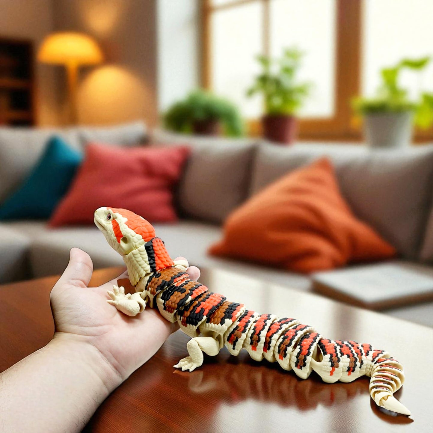 Mivi Collection Articulated Glow-in-the-Dark Skink Lizard – 3D Printed with UV Blue Tongue