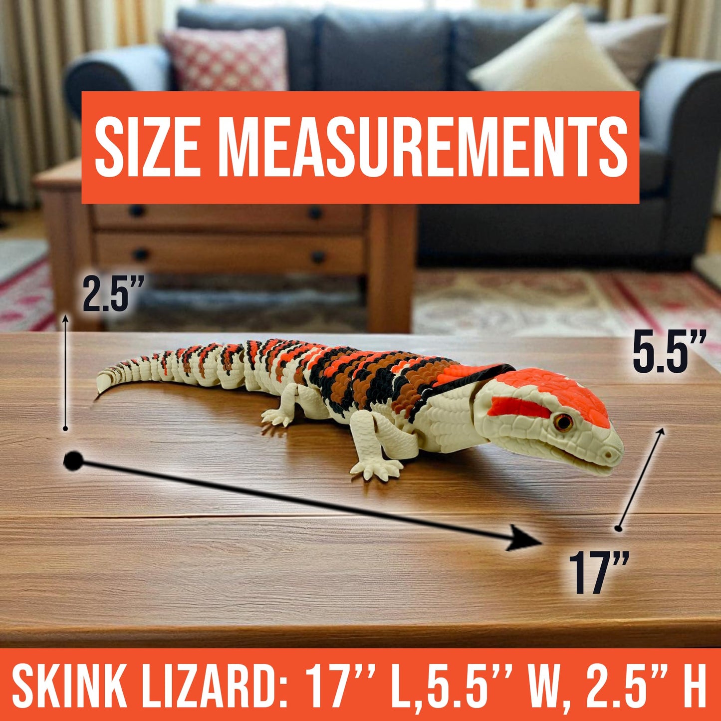 Mivi Collection Articulated Glow-in-the-Dark Skink Lizard – 3D Printed with UV Blue Tongue