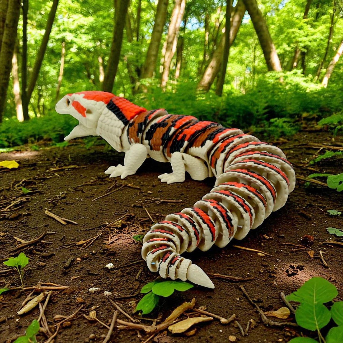 Mivi Collection Articulated Glow-in-the-Dark Skink Lizard – 3D Printed with UV Blue Tongue