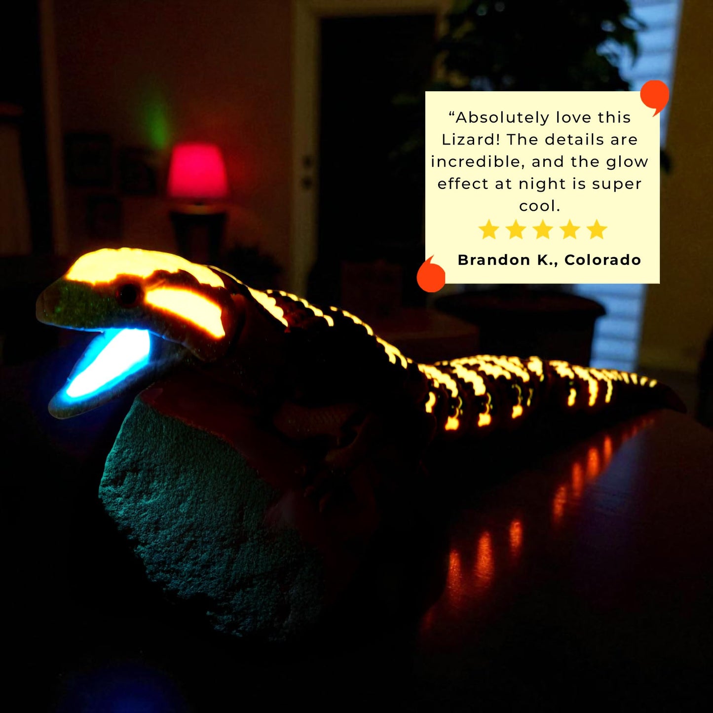 Mivi Collection Articulated Glow-in-the-Dark Skink Lizard – 3D Printed with UV Blue Tongue