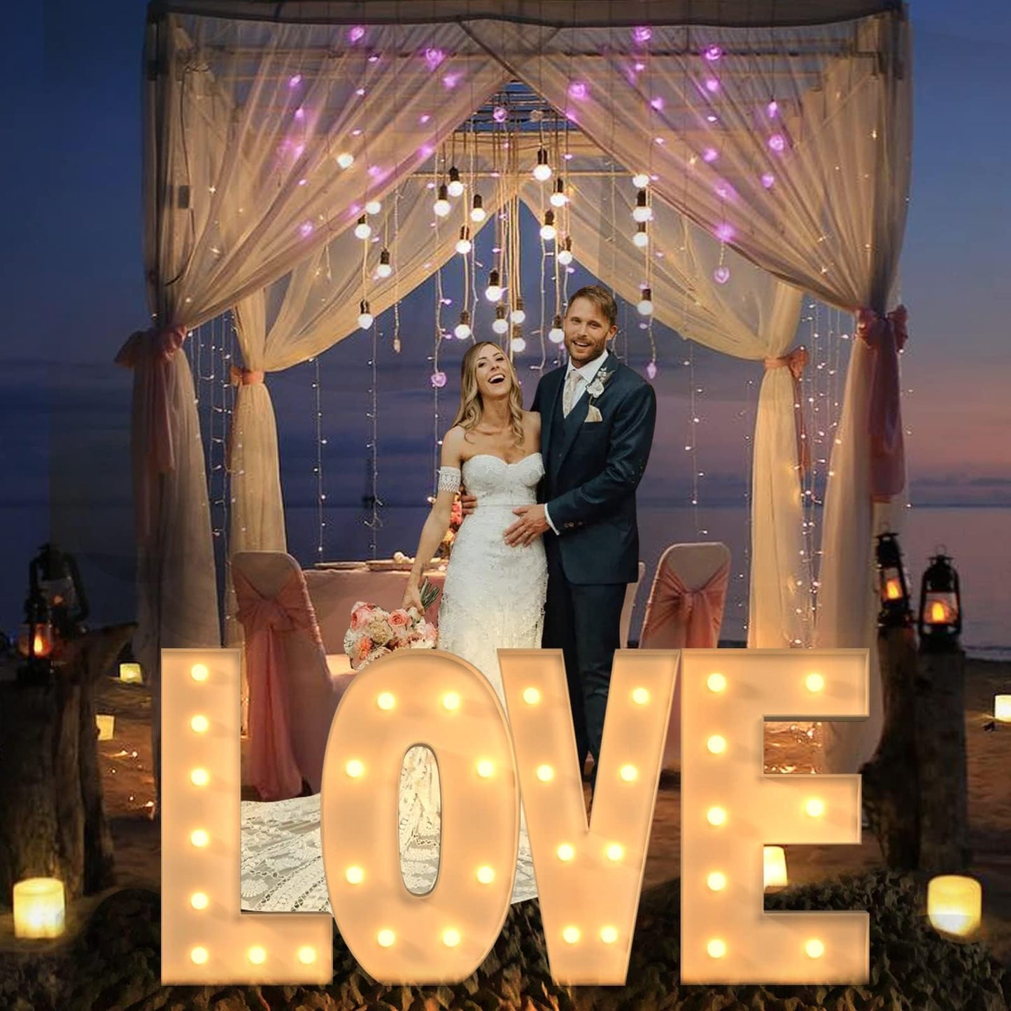 Mixifox 3FT Marquee Letters L – Large Light Up Letters for Weddings & Events