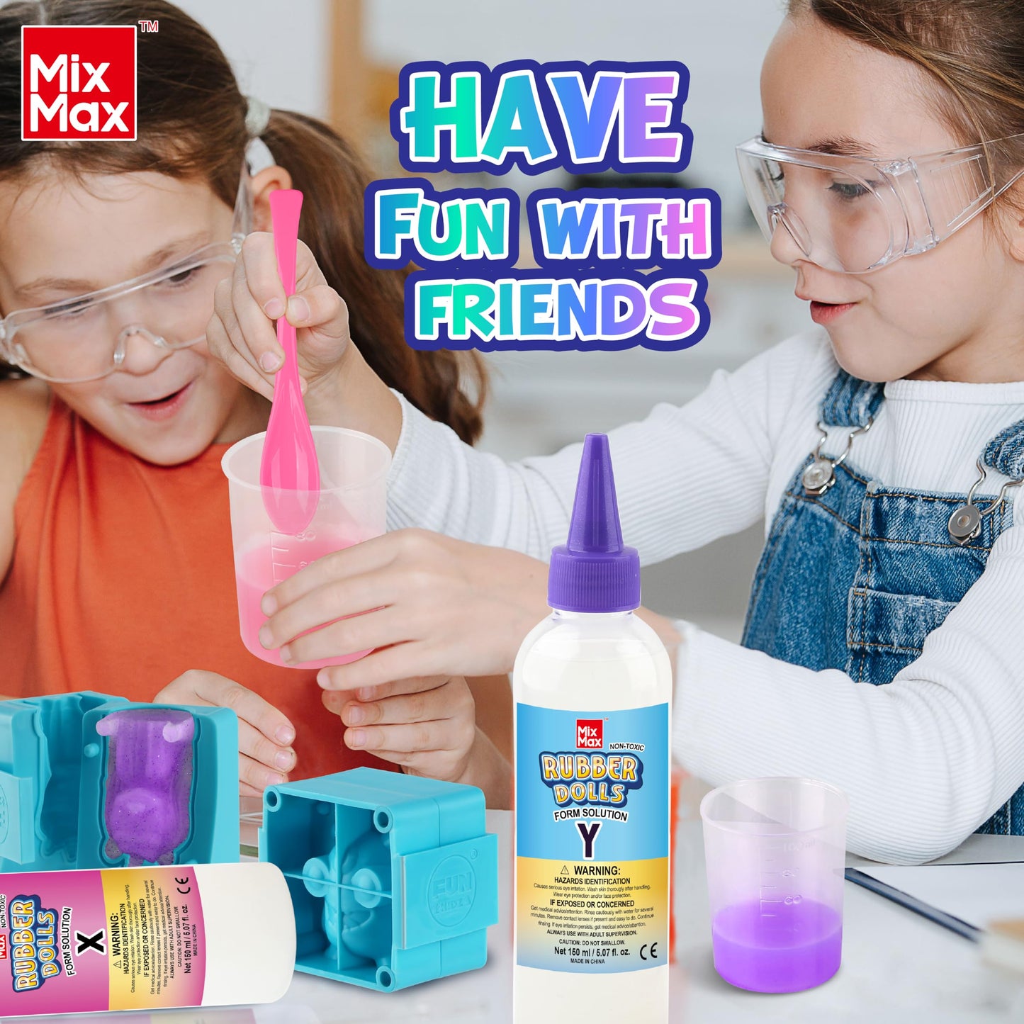 MixMax Make Your Own Squishies Toys – 6 Pack DIY Glitter Silicone Craft Kit for Kids 6-12