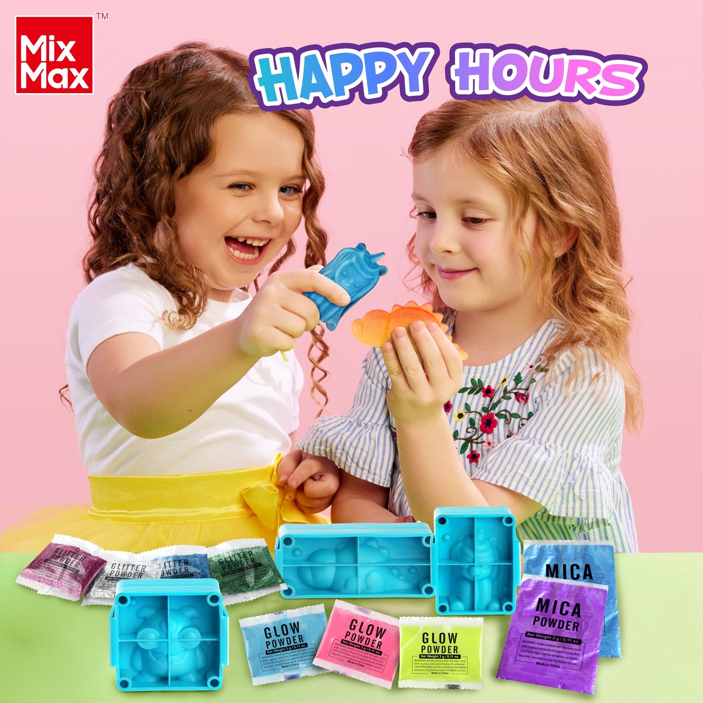 MixMax Make Your Own Squishies Toys – 6 Pack DIY Glitter Silicone Craft Kit for Kids 6-12
