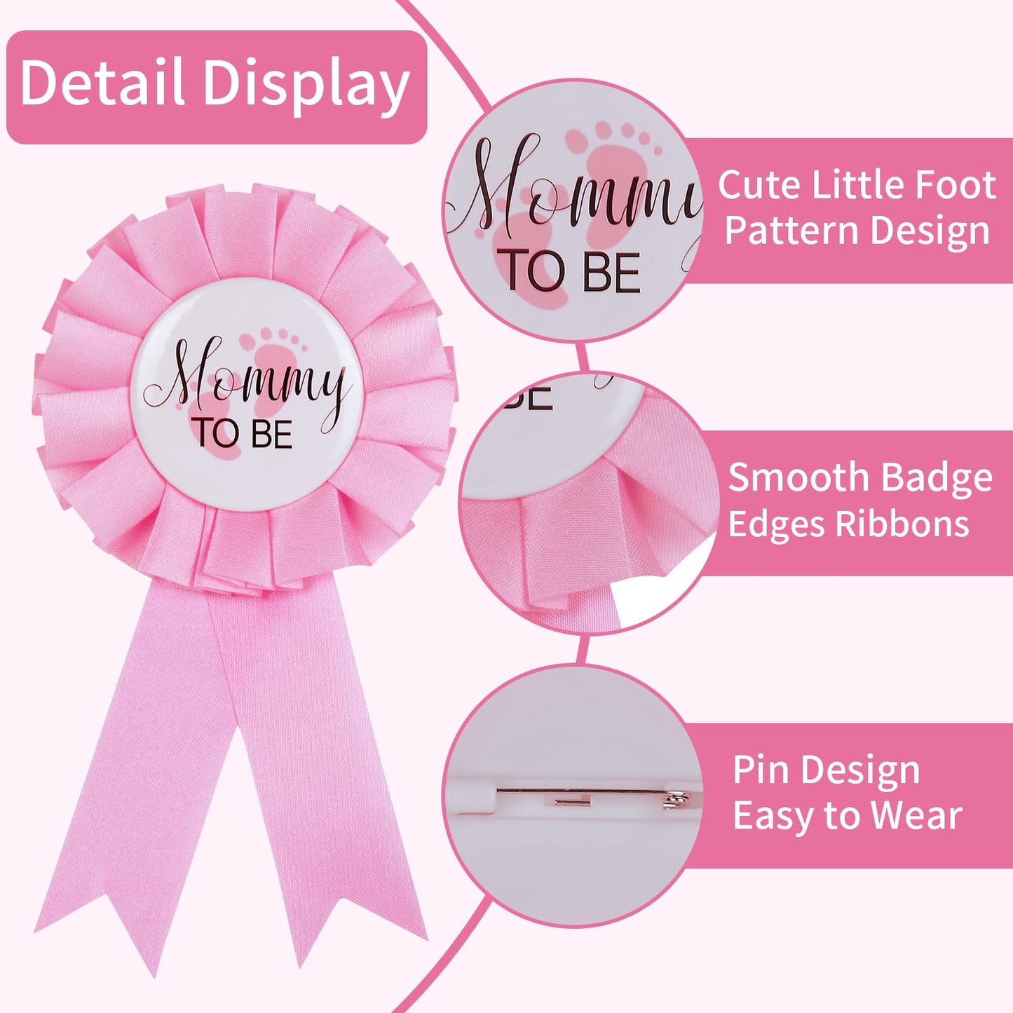 MixPeak Daddy To Be & Mommy To Be Tinplate Pin Set — Pink & Blue Rosette Badges for Gender Reveal